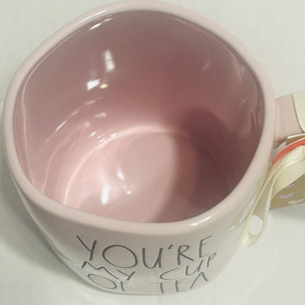 Rae Dunn pink ceramic heart handled mug YOU’RE MY CUP OF TEA - Picture 2 of 5